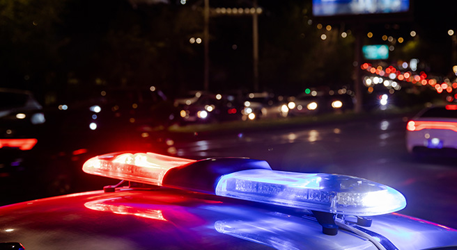 Lights on top of police car